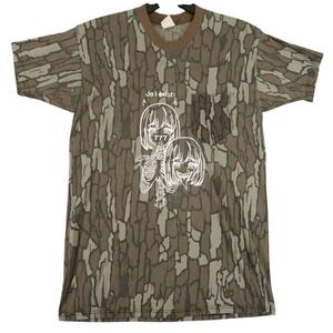 Vintage 80s Duck Bay Shirt Mens S Trebark Camo‎ Anime Graphic Pocket Tee Hunting